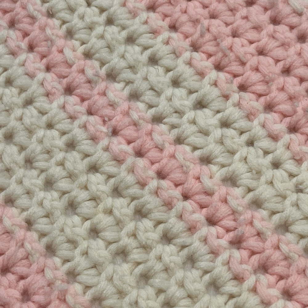 Handmade Crochet Knit Baby Lap Blanket Ivory Pink Cottagecore Granny 41x34‎ - Picture 4 of 6